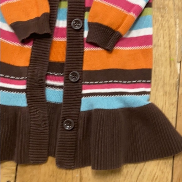 Hanna Anderson stripped sweater coat Girls S 5-6 - Picture 2 of 5